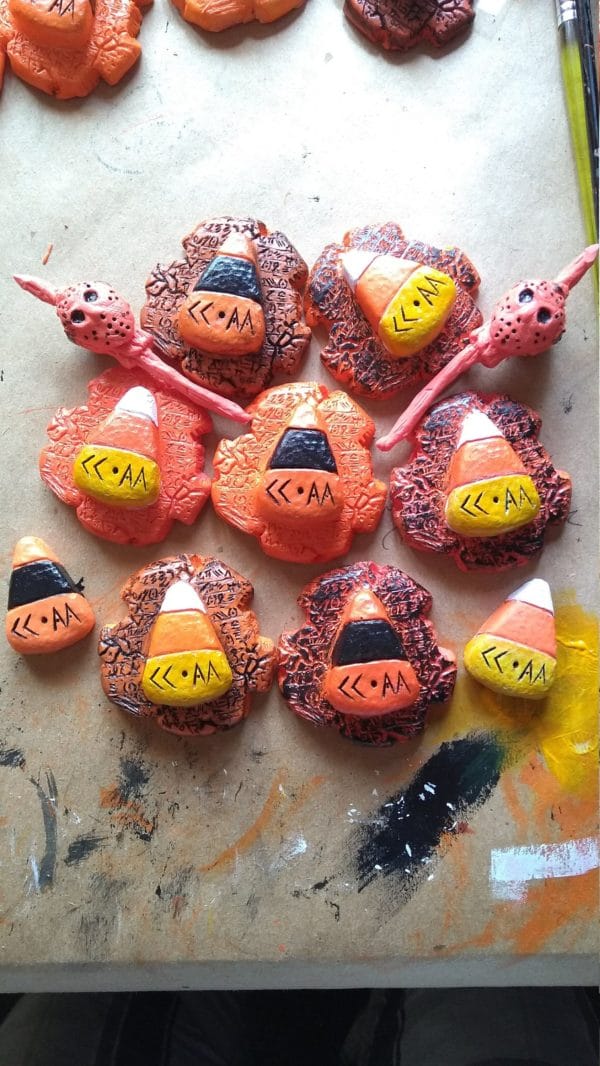 Candy Corn Apocalypse Army Magnet -- Halloween Blow Mold Style -- color / black wash - Image 5