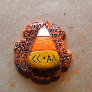 Candy Corn Apocalypse Army Magnet -- Halloween Blow Mold Style -- color / black wash