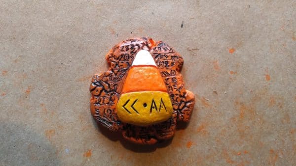 Candy Corn Apocalypse Army Magnet -- Halloween Blow Mold Style -- color / black wash