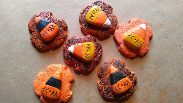 Candy Corn Apocalypse Army Magnet -- Halloween Blow Mold Style -- color / black wash - Image 4