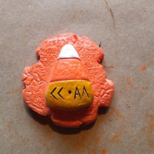 Candy Corn Apocalypse Army Magnet -- Halloween Blow Mold Style -- color / orange