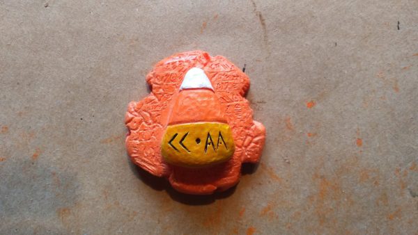 Candy Corn Apocalypse Army Magnet -- Halloween Blow Mold Style -- color / orange
